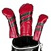 Headcover, PU Leather Head Covers fit for Drivers, Fairway Woods, and Hybrids Cover, 3 Wood Headcovers Head Covers with Rotatable Number Tags, Waterproof (red)