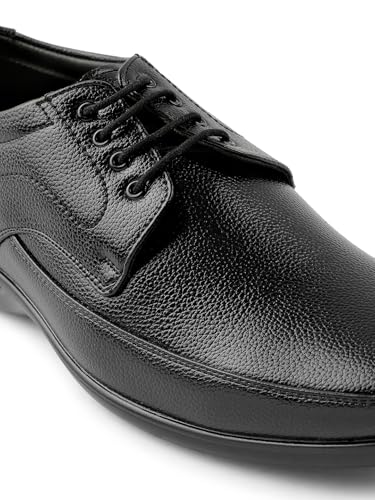 Image of Liberty Fortune HML-5E Men's Formal Derby Shoes - Black, Brown - Synthetic Leather Lace-Up with Cushioned Footbed - Stylish Office Footwear - Comfortable and Lightweight