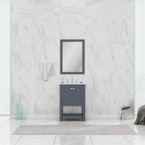 Alya Bath He-102-24-G-Cwmt Wilmington Single Bathroom Vanity With Carrera Marble Top And No Mirror, 24", Gray #TOP2