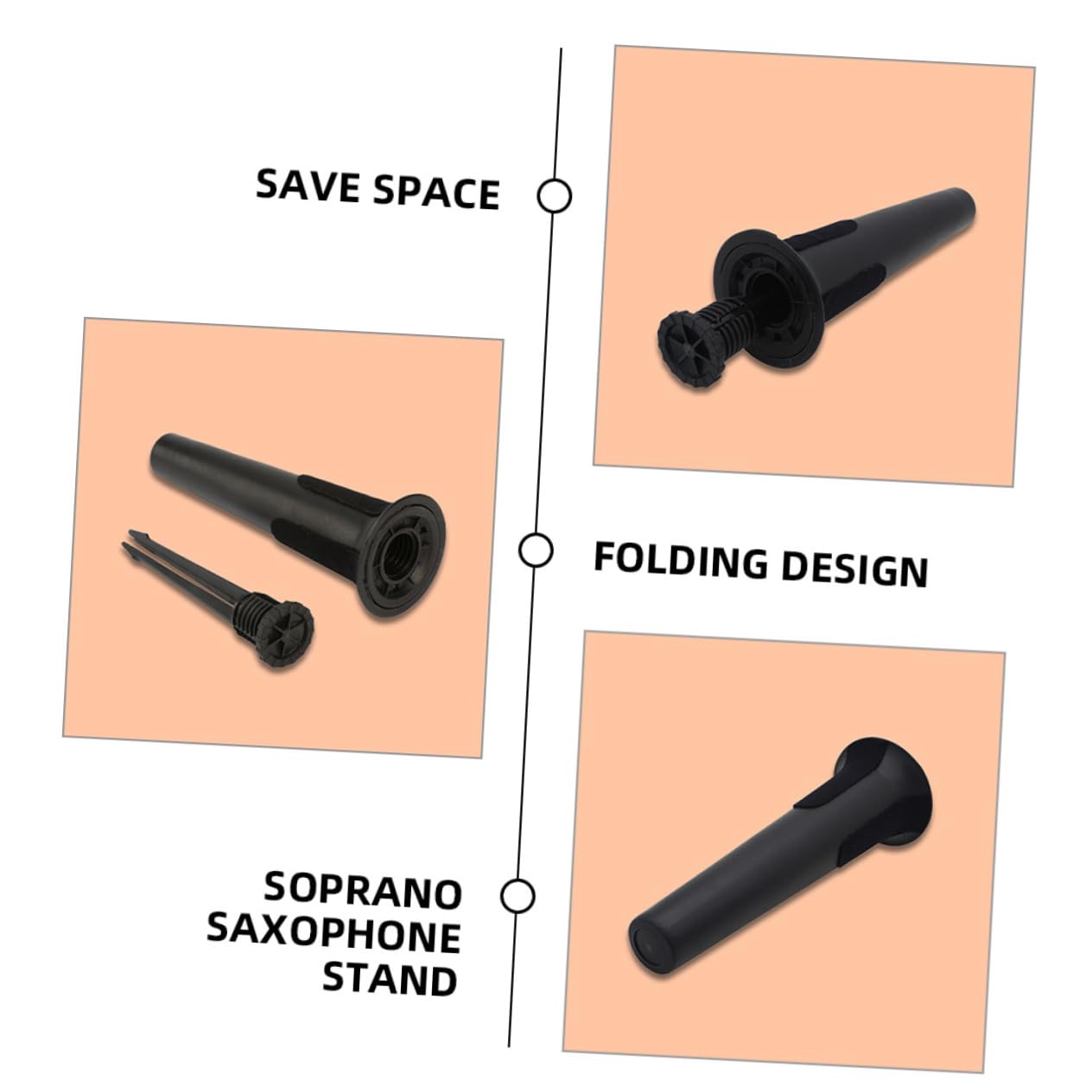 Levemolo Saxophone Stand for Soprano B-key Sax Folding Display Holder Compact Metal Plastic Music Stand