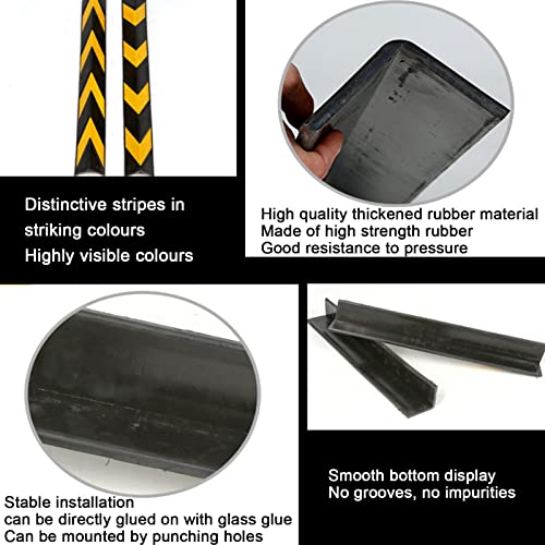 Protezione angolare da parete, protezione paraurti in gomma a forma di L, protezione riflettente per parcheggio con strisce gialle, tampone di sicurezza per pareti del garage di 1 cm di spessore
