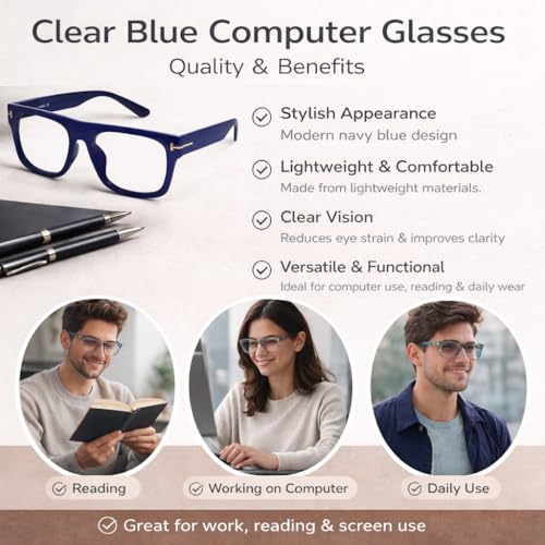 Image of LensKandy Zero Power Computer Glasses - Anti-Glare & Bluecut Wayfarer Eyewear for Men & Women - UV Protection, Eye Strain Relief,Lightweight & Blocks Harmful Rays
