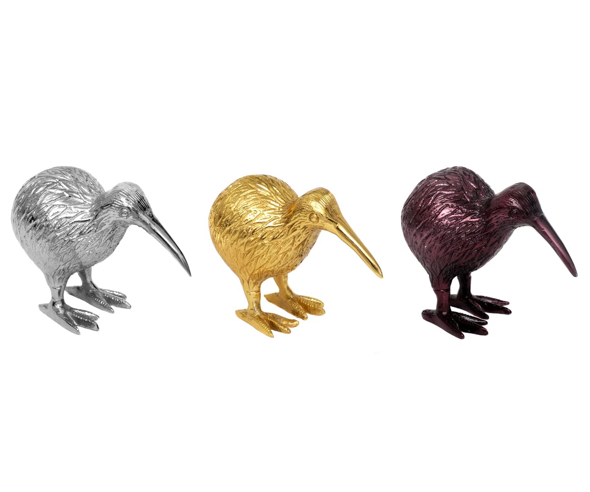 Design Kiwi Tier Deko Figur Vogel Australien Tierfigur Nationalsymbol von Neuseeland Glücksbringer Animal Kiwi Deko Skulptur, Größen Name: 9x9x12cm (HxBxT), Material: Gold