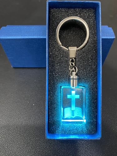 PrefectGiftie LED Laser Crystal Keychain – 3D Jesus...