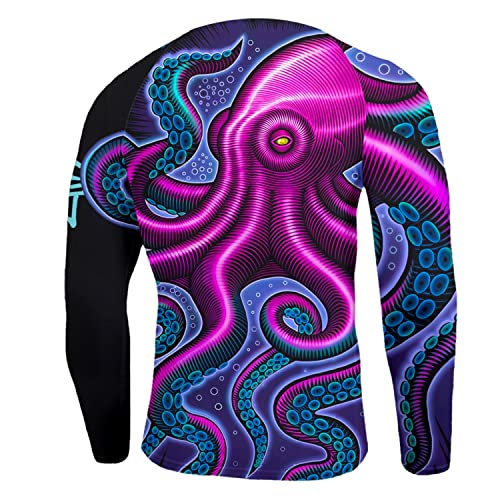 Octopus Rash Guard Long Sleeves Baselayer Skins Performance Fit Compression MMA BJJ Soft Rash Guard Workout3