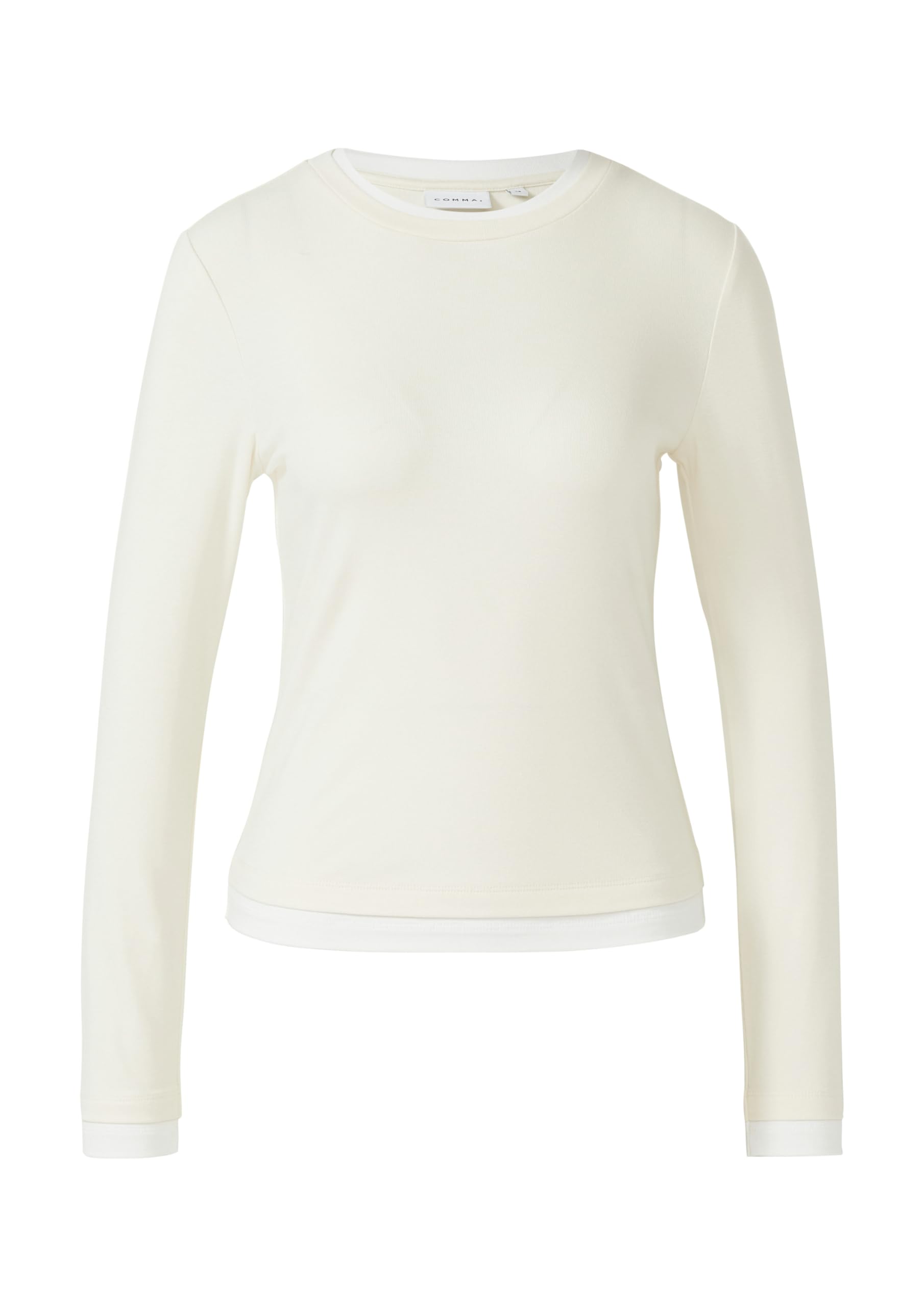 Comma Longsleeve aus Viskose mit Kontrast-Doppelbündchen