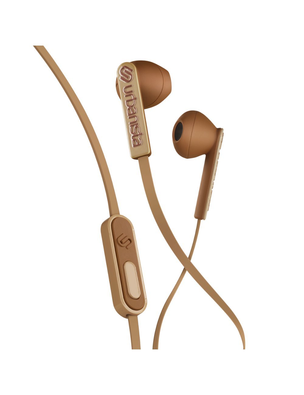 Urbanista San Francisco Wired Headphones, Ergonomic Earphones with Built-in Mic and Remote, Tangle Free Cable, Universal Compatibility, Latte/Brown