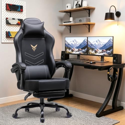 Image of GTPLAYER Gaming Chair for Adults, Big and Tall 300LBS Heavy Duty Office Chair, Ergonomic High Back Lumbar Support and Wide Comfy Cushion with Linkage Armrests, Black