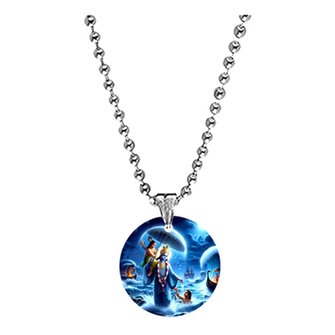 Lord Shree Hari Krishna Acrylic Pendant with Bead Chain for Men and Women, Spiritual Hindu Fashion Accessory, Divine Gift Item-image-3