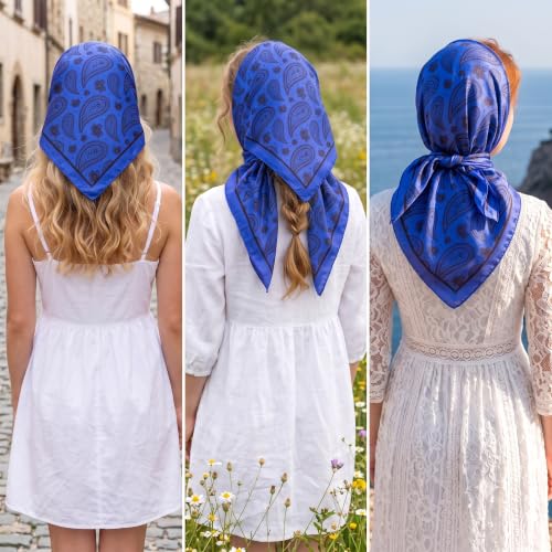 Image of Ravaiyaa - Attitude is everything Women Printed Silk Bandana 21 x 21 Inch Square Headband & Hair Wrap, Soft & Versatile | Fashion Neck Wrap