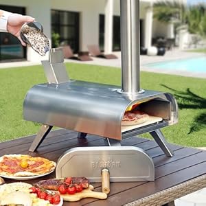 Big horn outdoors pizza ovens wood pellet 12 pizza oven cooking pizza maker portable stainless steel pizza grill silver portable party use  urban country home decor