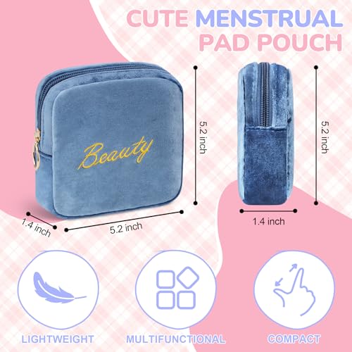 Image of Flannel Sanitary Napkin Storage Bags Menstrual Cup Pouch Portable Zipper Nursing Pad Holder Tampons Collect Bags Feminine Menstruation First Period Kit Bag for Women Red