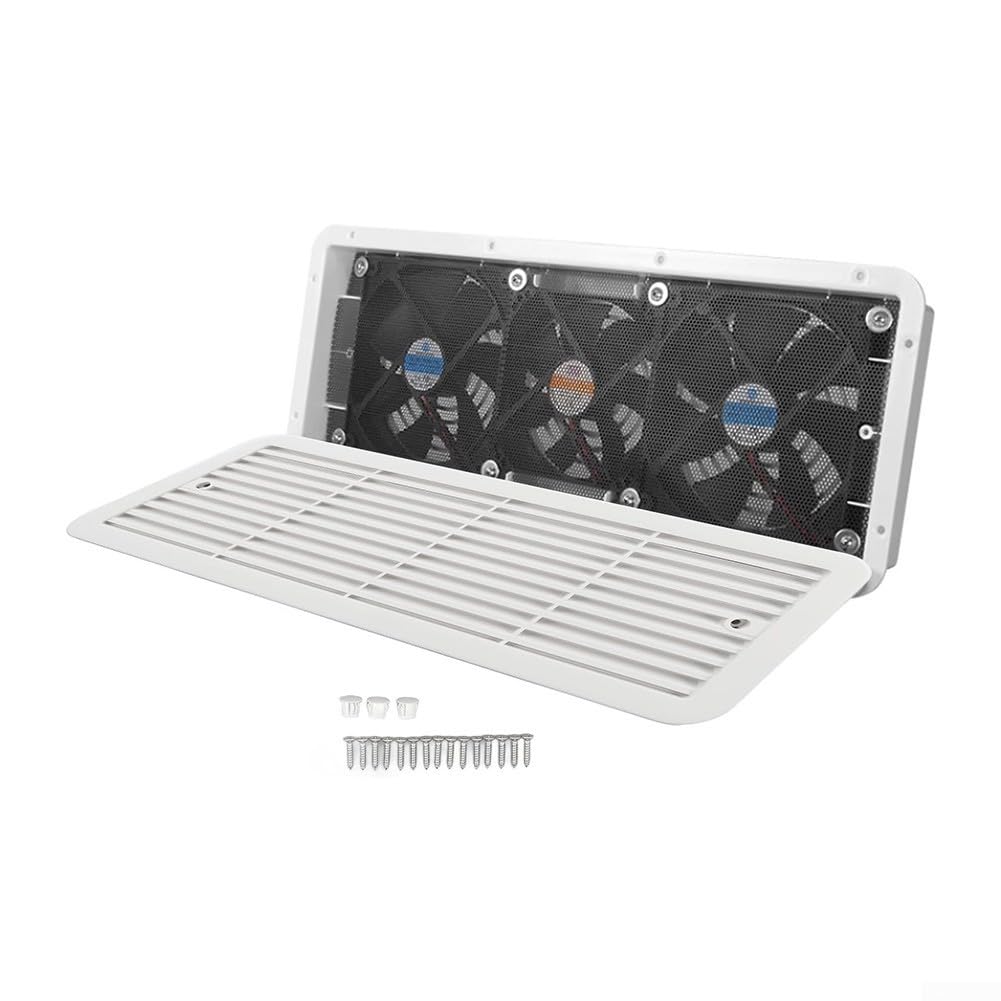 Ventola di ventilazione tripla per camper, 12 V, montaggio laterale, cappa di aspirazione, presa di aspirazione, uscita di ingresso e uscita a doppio riposo, per camper, yacht, barca