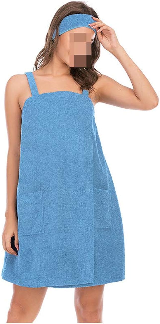Women Bath Wrap Towel for Shower with Pocket Straps Robe & Facial
