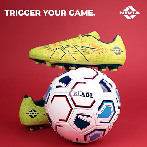 Image of Nivia Neuron Football Studs for Men, Synthetic Leather Upper, TPU Blade Stud Sole, Dual Foam Collar, Ideal for Hard, Grass & Turf Surfaces(Blue /Sky Blue)