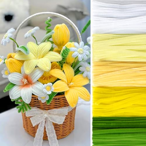 Image of Peryiter 500pcs Pipe Cleaner Craft Pack, Yellow Flower, 12 Inch