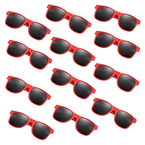 FEPITO 24 Pack Party Sunglasses Bulk for Birthday Party Favors Goody Bag Fillers for Beach Pool Party Toys for Adults, Red