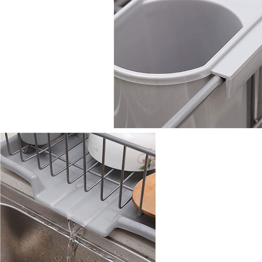 Abtropfgestell aus Edelstahl 304 Edelstahl Abtropfgestell Rack Küche Lagerregal Ablauf Wäscheständer Besteckschränke Grau 48 cm × 30 cm × 11 cm