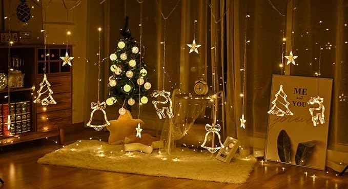 The Purple Tree Plastic Christmas Reindeer LED Curtain Lights -2.5 M (Pack of 1) Warm White, Lights for Christmas, Christmas Lights, Led Curtain Light, Festive Light, - Image 9