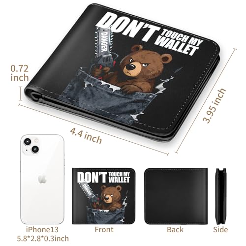 Image of Bistup Teen Boys Cool Wallet - Men Mens Don't Touch My Wallet Leather Credit Id Card Cash Holder Man Black Rfid Blocking Zipper Wallets With Coin Pocket Id Window Aesthetic Teen Boy Male Youth Guys