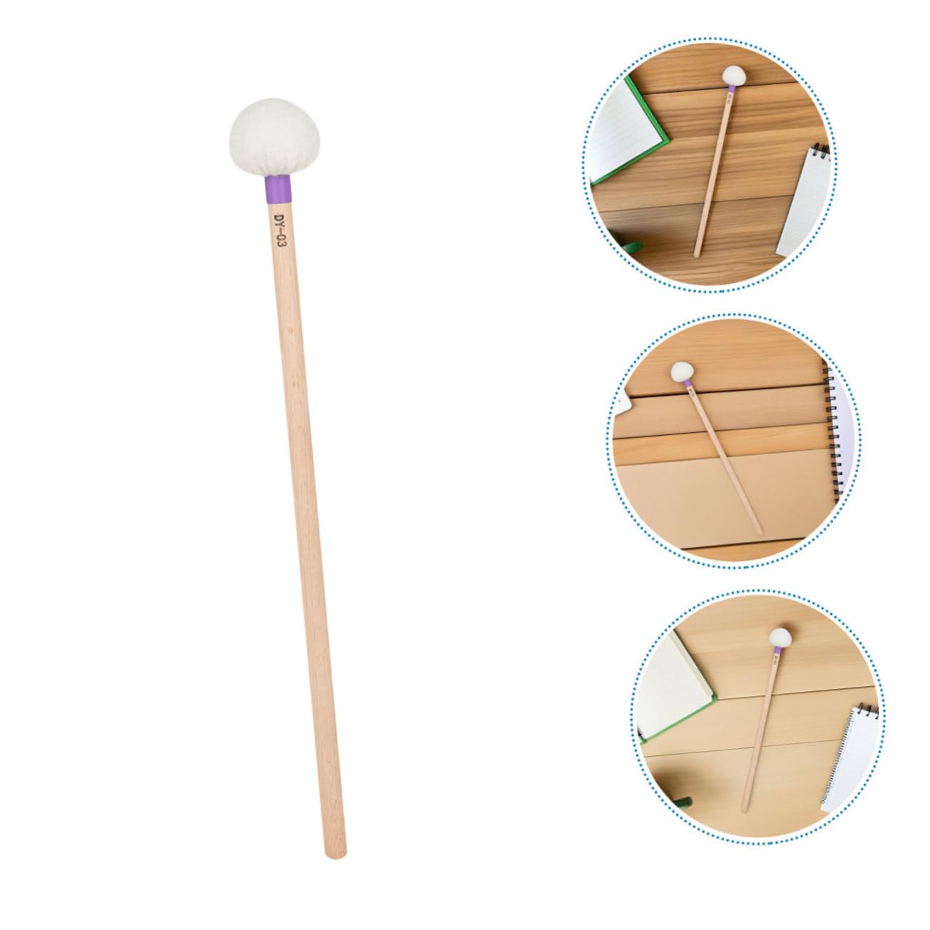 Mazos de Percusión con Mango de Madera y Fieltro, 4 Piezas Púrpura | Ensayos de Banda y Actuaciones en Escenario, Diseño Elegante, Uso Musical Preciso