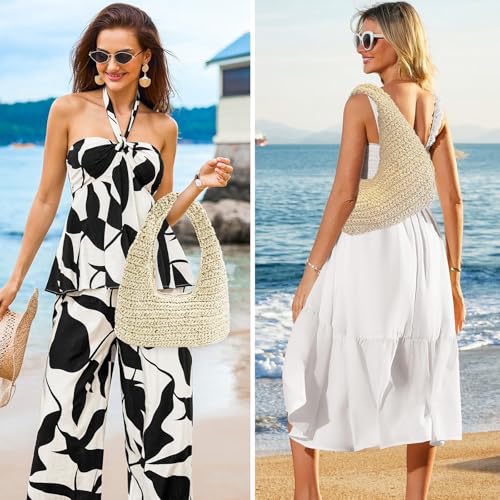 Image of Crescent Straw Shoulder Handbag for Women Summer Beach Tote Raffia Woven Purse Hobo Underarm Bag 2026