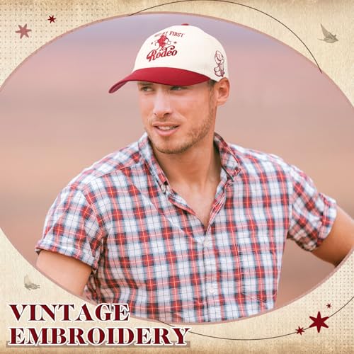 Image of JaGely Two Tone Western Cowboy /Cowgirl Trucker Hat for Women Men Gift Vintage Embroidered Country Baseball Cap