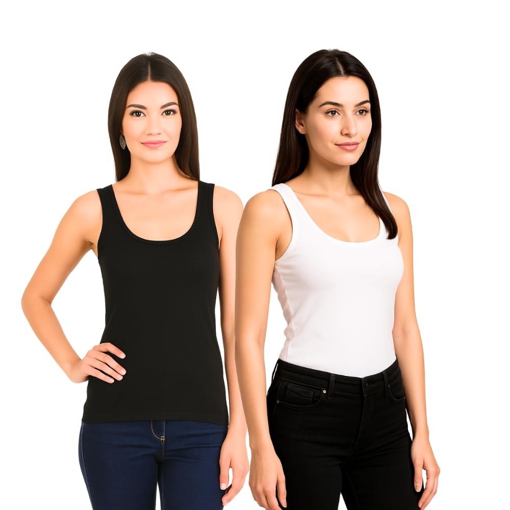 Arohi Enp Women's Cotton Rib Round Collar Camisole| Regular Fit, Under-Shirt, Stretchable and Body-Hugging Spaghetti/Tank Top-picture-43