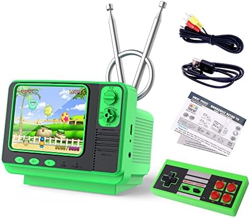 Retro Video Games Console for Kids Adults Built-in 308 Classic Electronic Game 3.0'' Screen Mini TV Games Console Support TV Output and USB Charging Birthday Xmas Gift for Boys Girl 4-12 (Green)