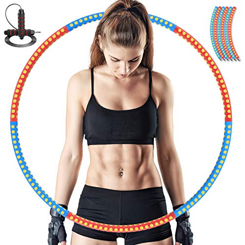 YockTec Hula Hoop Reifen 1,2 kg, Swingfit Hula Hoop für Erwachsene zur Gewichtsabnahme und Massage, EIN 6-Teiliger Abnehmbarer Hula-Hoop-Reifen für Fitness/Training Jump Rope