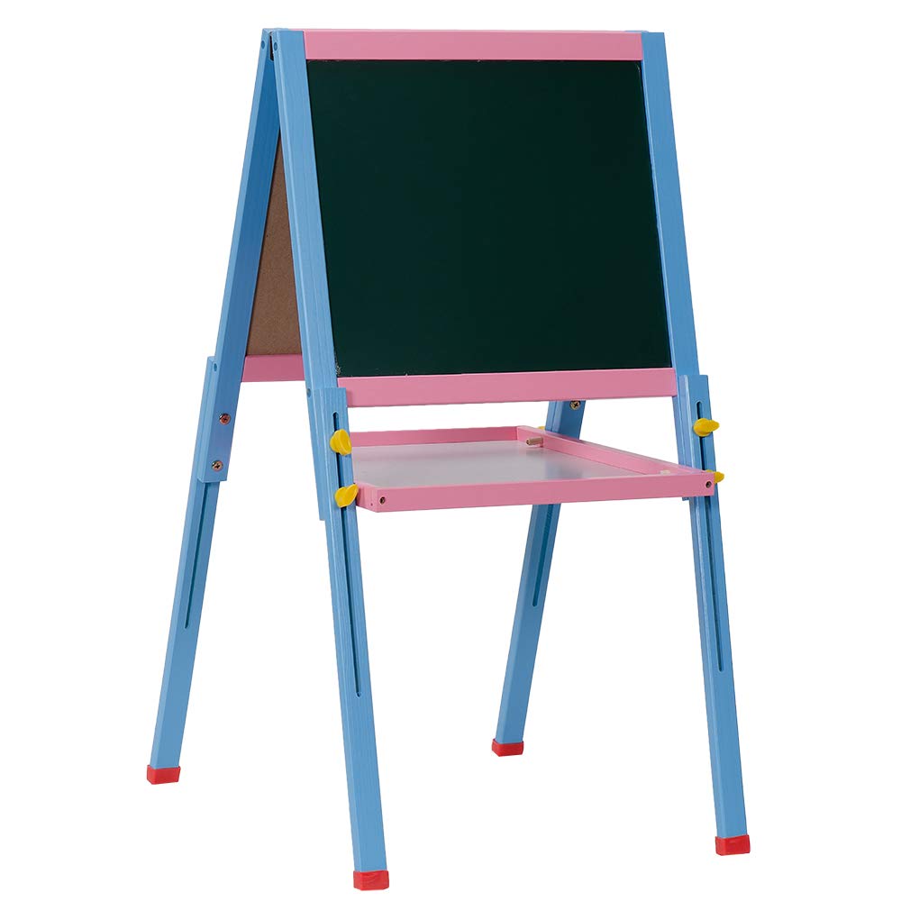 Small Color Easel - Dry-Erase Board, Chalkboard, Paper Roller,Magnetic Whiteboard Children's Lifting Easel(multicolor)