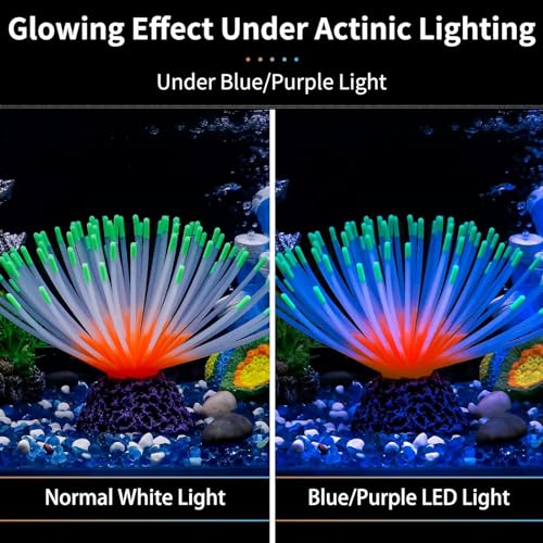 Image of Silicone Sea Urchin Glow Fish Tank Decorations, Aquarium Imitative Sea Urchin Ball Artificial Ornament with Glowing Effect for Aquarium Fish Tank Landscape Decoration (Green)