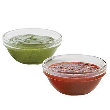 Borosil Glass Mixing & Serving, Oven & Microwave Safe Bowls, (79 ml Stackable Bowl - Set of 6)