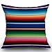 Smooffly Housse de coussin colorée mexicaine - Motif rayé - Tissu carré ethnique mexicain - 45.7 x 45.7 cm - Housse de coussin décorative en coton et lin - Pour canapé, chambre à coucher