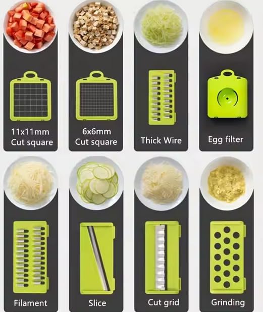 MASTERPREP™ Vegetable Chopper Mandoline Slicer, 15-in-1 Food Dicer with Container, Interchangeable Stainless Steel Blades for Dicing, Slicing, Shredding