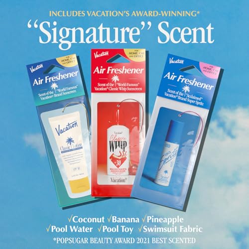 Image of Vacation Air Freshener Variety Pack, 6 Exclusive Summer Scents, Includes Classic Lotion, Chardonnay Oil, After Sun Gel, Classic Whip, Super Spritz & Baby Oil Scents, Deodorizer for Car, Home & Office