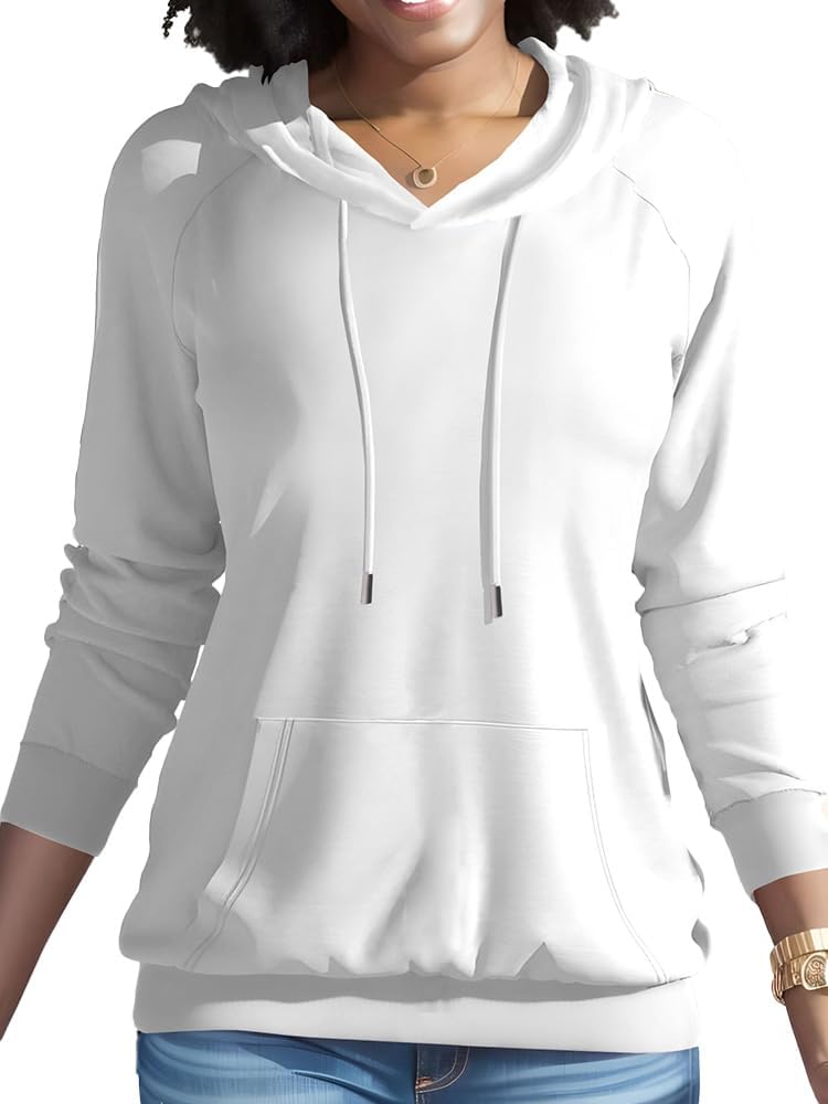 Nimsruc Hoodies For Women Pullover Casual Long Sleeve Oversized Sweatshirts Trendy Cute Hoodie Outfits White M