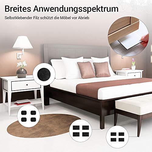 Auckpure Filzgleiter selbstklebend, 3 Rollen, Filzgleiter, schwarzer Filz, 100 cm x 10 cm, 100 cm x 5 cm, 100 cm x 2 cm, Möbelgleiter… – Ansicht 5