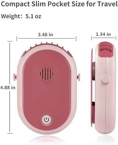 Miniatura 6 de RUINUOKAI Ventilador de cuello colgante portátil recargable con cordón ajustable de 3 velocidades, mini ventilador personal USB para pestañas,