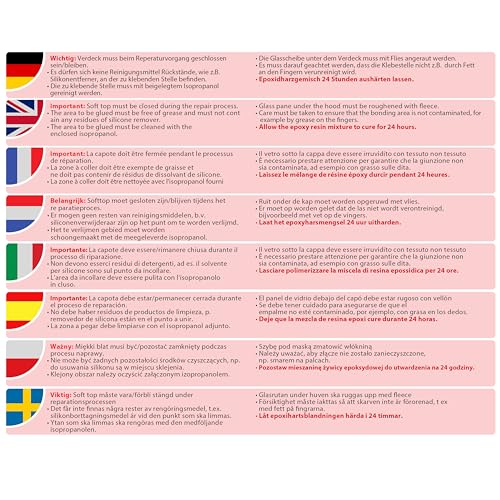 Nubsi Cabrio Verdeck Kleber Scheiben Reparatur Set Heckscheibe neu verkleben