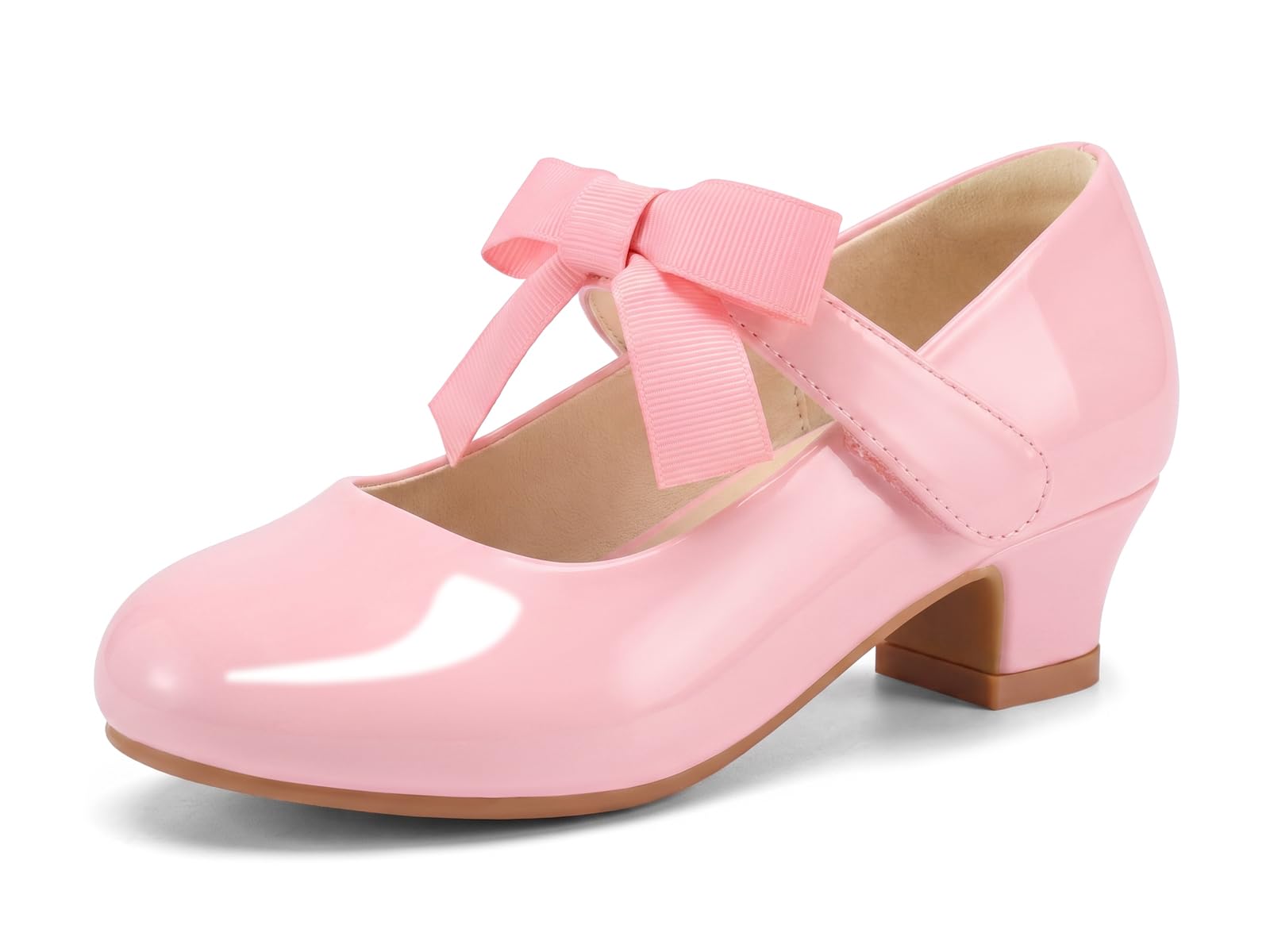 Coutgo Girls Dress Shoes Mary Jane Low Heels Bow Wedding Princess Shoes