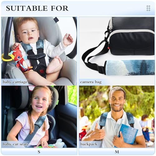 Image of 2 Pack Seatbelt Covers Seat Belt Cover Pad for Adults Boys Girls Car Seat Strap Covers Pads Cushion Universal Shoulder Strap Pad Protector for Backpack Camera Bag 6.5 Inch Winter Mountain and Mirrored