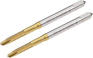 uxcell Spiral Point Plug Threading Tap M2.5 x 0.45 Thread, Ground Threads H2 3 Flutes, High Speed Steel HSS 6542, Titanium Coated, Metric Screw Taps Tapping Bit for Thread Repair, 2pcs