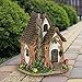 Exhart Fairy Garden Sculpture, Solar Tree Trunk Fairy House Garden Statue, 3 LED Lights, Durable Resin, Outdoor Lawn and Yard Decoration, 8.5 x 9.5 x 11.5 Inch