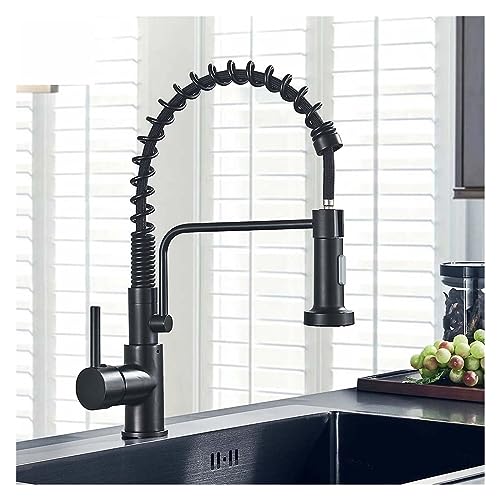 Mitigeur de cuisine extractible noir mat avec douchette rotative à 360