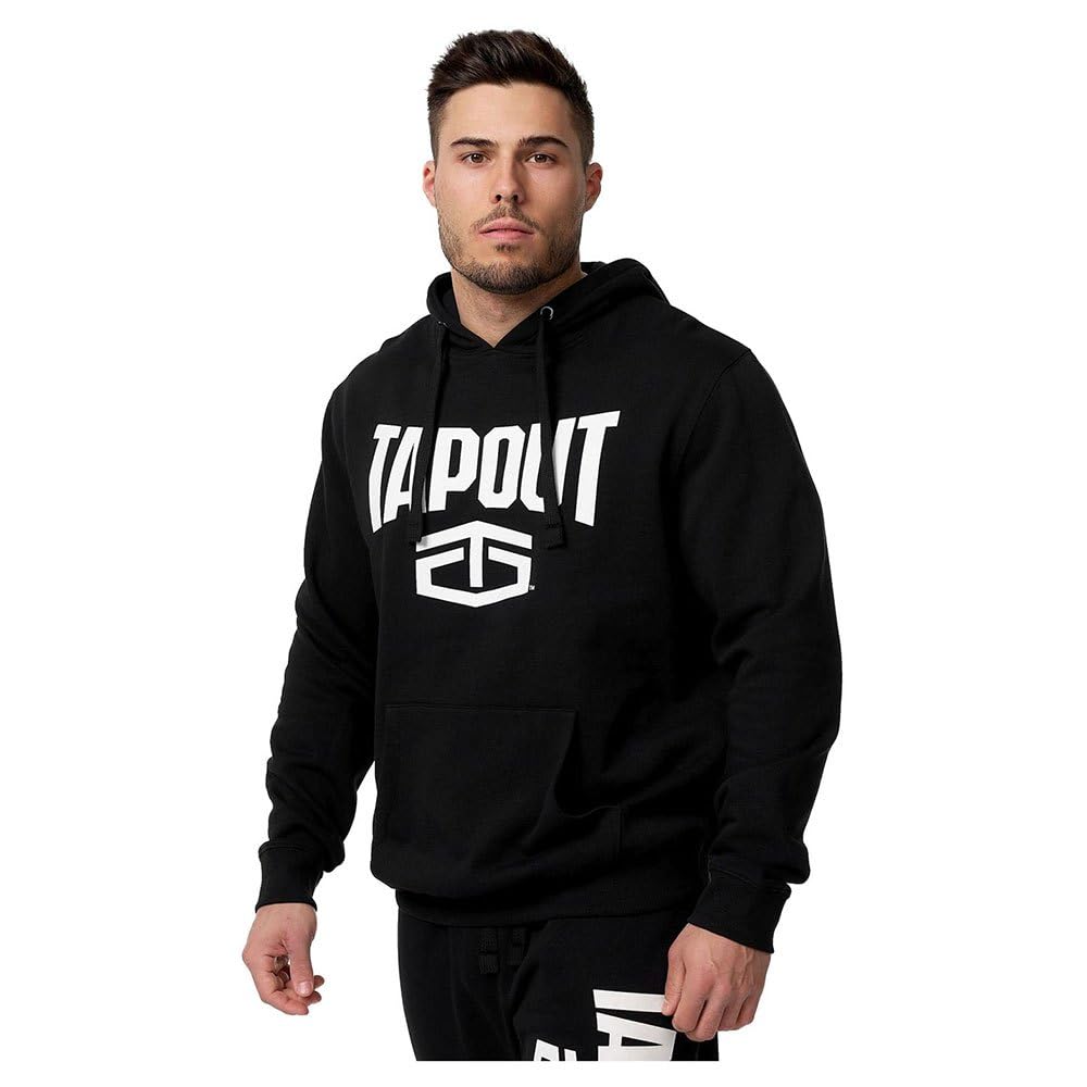 Tapout Men's Active Basic Hoodie Hooded Sweatshirt, Black/White, 3XL