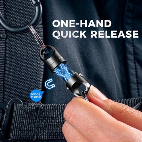 Image of FEGVE Strong Magnetic Quick Release Keychain with 2 /3″ D Ring for Car Key | Double Pin Lock, Anti-Lost Design, Auto Magnetic Absorption, 360 Swivel