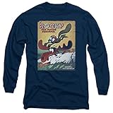 Rocky & Bullwinkle Vintage Poster Long Sleeve Shirt, Navy, 2XL