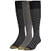 Gold Toe Men's Over the Calf Dress Socks, 3 Pairs, Black/Charcoal, Shoe Size: 6-12.5