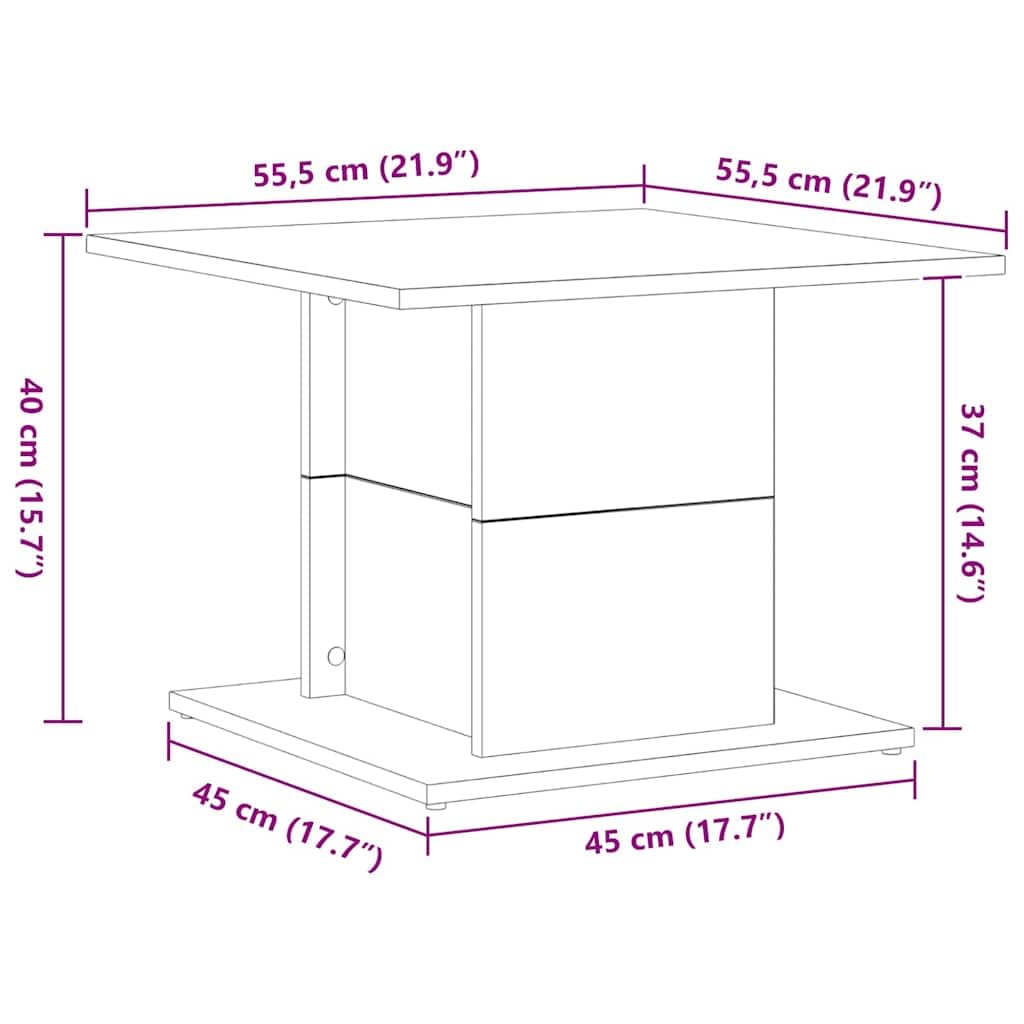 Mesa de Café Roble Negro 55,5 x 55,5 x 40 cm Mesa de Centro con Estante y Almacenamiento para Sala de Estar,Salón,Comedor